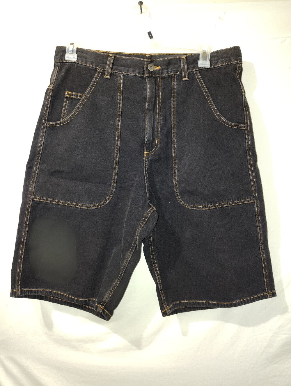 Jordan Relaxed Black Denim Work Shorts with Contrast Stitching